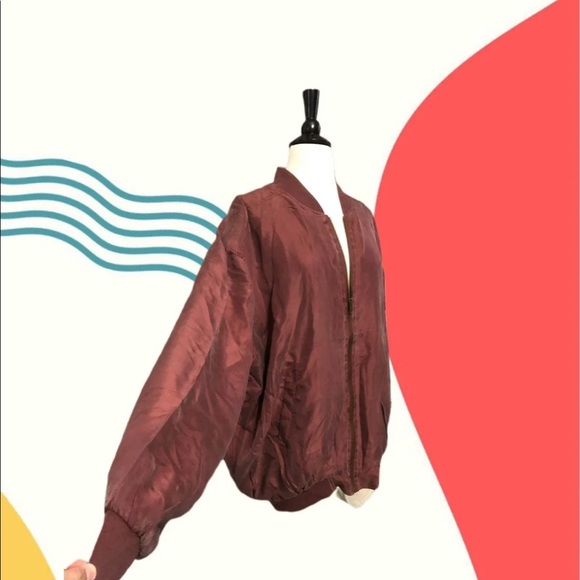 80s 90s 100% Silk bomber jacket vintage - Picture 7 of 9